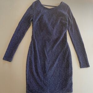 Elegant Navy Blue Long Sleeve Dress